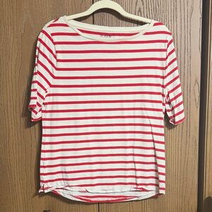 J. Crew Women's Top with Red and Cream Stripes